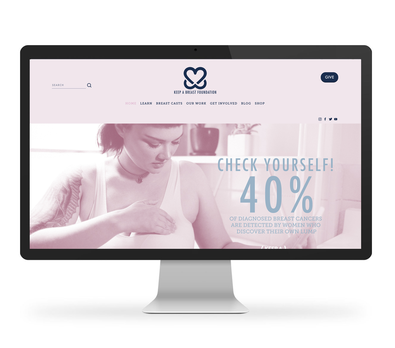 Desktop computer screen showing the Keep A Breast website.