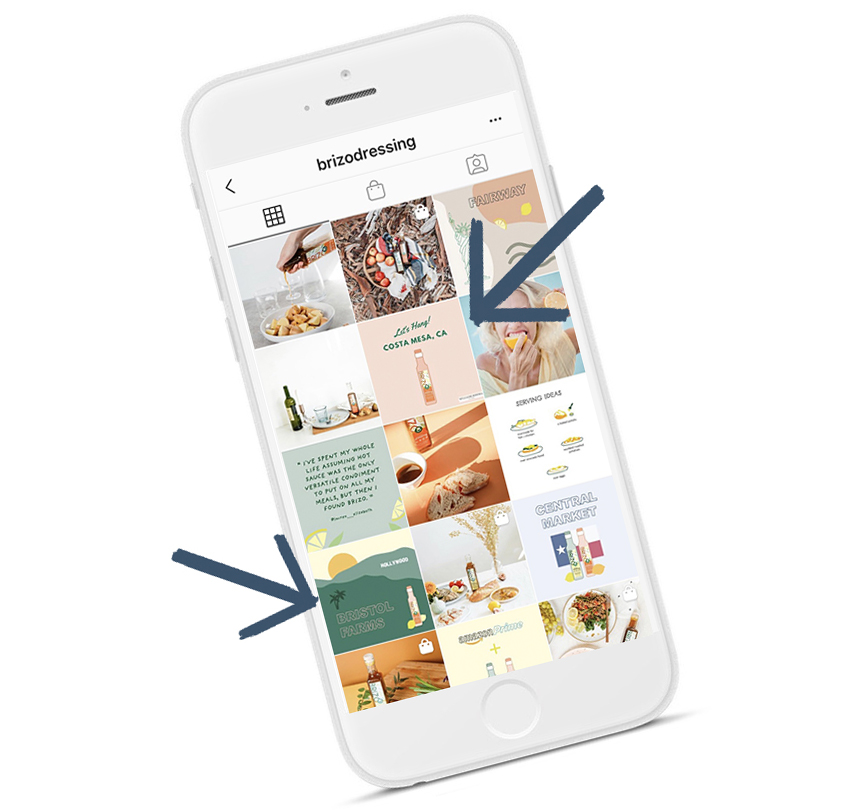 An iphone with the @brizodressing instagram feed shown on it.